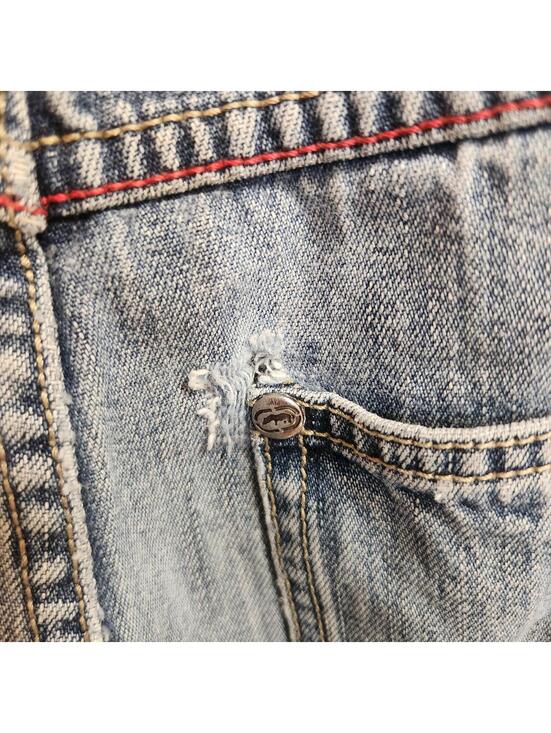 Ecko Unltd Denim Blue Jeans Size 38x36 VTG Destroyed Thrashed Y2K Baggy Skater - Picture 7 of 9